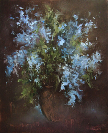 Peinture intitulée "Lilac in an old vas…" par Elena Yudina, Œuvre d'art originale, Huile