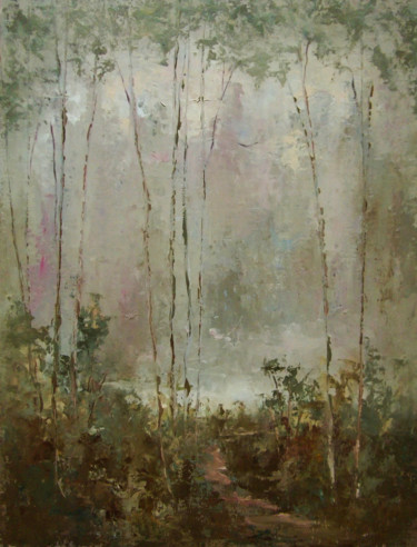 Schilderij getiteld "Fog over the white…" door Elena Yudina, Origineel Kunstwerk, Lak