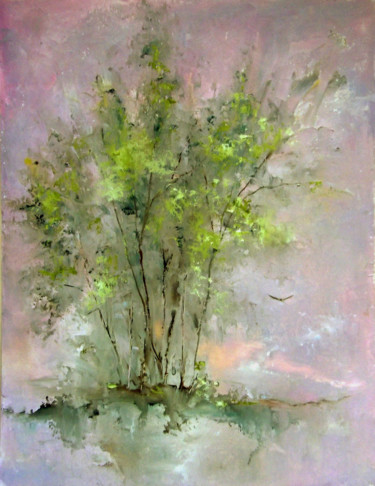 Pintura titulada "May tree / Майское…" por Elena Yudina, Obra de arte original, Oleo Montado en Cartulina