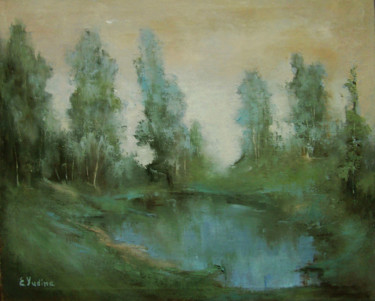 Painting titled "Silence / Безмолвие" by Elena Yudina, Original Artwork, Oil Mounted on Wood Stretcher frame