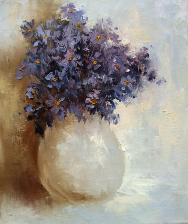 Painting titled "Country bouquet / Д…" by Elena Yudina, Original Artwork, Oil Mounted on Wood Stretcher frame