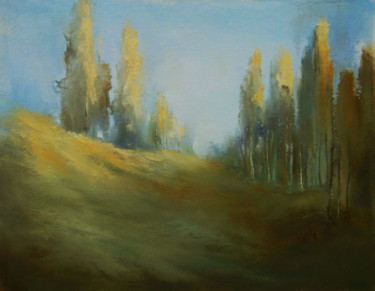 Painting titled "Indian summer chiar…" by Elena Yudina, Original Artwork, Oil Mounted on Wood Panel