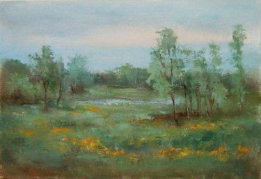 Painting titled "Nostalgia for may /…" by Elena Yudina, Original Artwork, Oil Mounted on Wood Panel