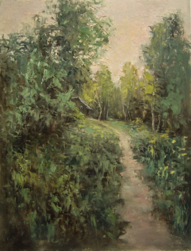 Painting titled "Where the grass is…" by Elena Yudina, Original Artwork, Oil