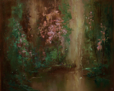 Painting titled "Fairy forest / Сказ…" by Elena Yudina, Original Artwork, Oil Mounted on Wood Panel