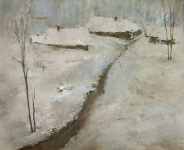 Peinture intitulée "And the winter will…" par Elena Yudina, Œuvre d'art originale, Huile Monté sur Panneau de bois