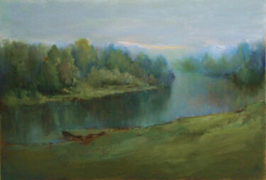 Painting titled "Riverside" by Elena Yudina, Original Artwork, Oil