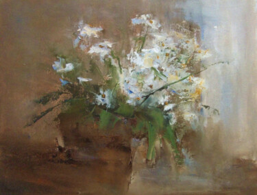 Painting titled "Daisy season" by Elena Yudina, Original Artwork, Oil
