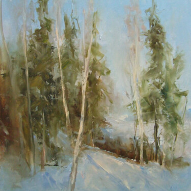 Painting titled "Sunny January. Etude" by Elena Yudina, Original Artwork, Oil