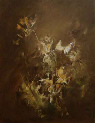 Painting titled "Night games of moths" by Elena Yudina, Original Artwork, Oil
