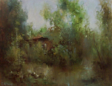 Картина под названием "The rain stopped /…" - Elena Yudina, Подлинное произведение искусства, Масло