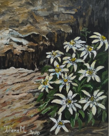 Painting titled "Edelweiss" by Iuliana Moraru Murgulescu (Iulia), Original Artwork, Acrylic