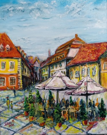 Malerei mit dem Titel "Sibiu - German forum" von Iuliana Moraru Murgulescu (Iulia), Original-Kunstwerk, Acryl