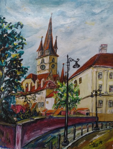 Painting titled "Sibiu" by Iuliana Moraru Murgulescu (Iulia), Original Artwork, Acrylic