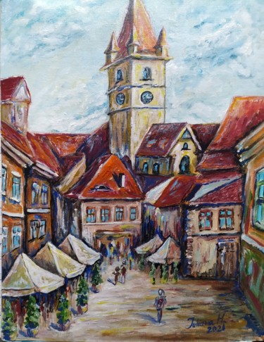 Painting titled "Sibiu Butoiul de aur" by Iuliana Moraru Murgulescu (Iulia), Original Artwork, Acrylic