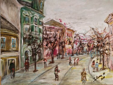 Painting titled "Sibiu - Winter on N…" by Iuliana Moraru Murgulescu (Iulia), Original Artwork, Acrylic