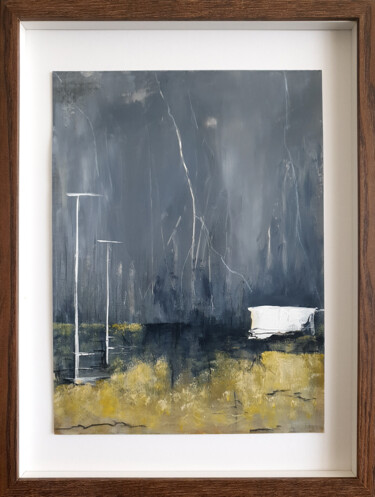 Painting titled "Storm" by Iulia Paun, Original Artwork, Acrylic Mounted on Cardboard