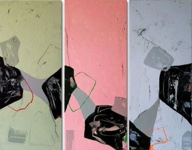 「Broken」というタイトルの絵画 Iulia Paunによって, オリジナルのアートワーク, アクリル ウッドストレッチャーフレームにマウント