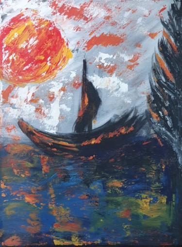 Painting titled "Storm within" by Iuliana Apostol, Original Artwork, Acrylic
