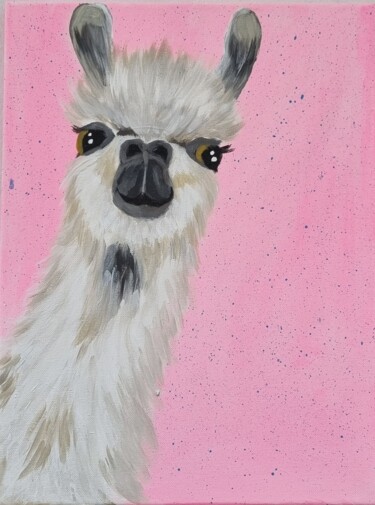 Peinture intitulée "Llama for my daught…" par Iuliana Apostol, Œuvre d'art originale, Acrylique Monté sur Châssis en bois