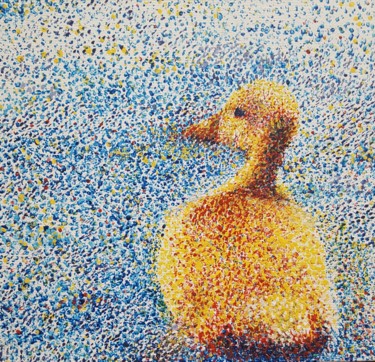 Painting titled "Duckling" by Iuliana Barbu, Original Artwork, Acrylic