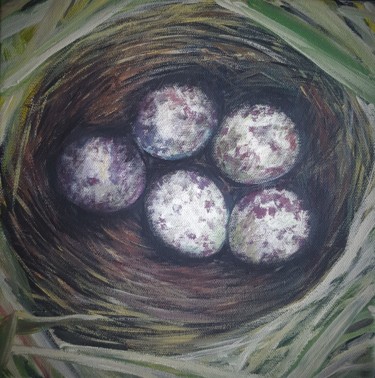 Painting titled "nest" by Iuliana Barbu, Original Artwork, Acrylic