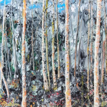 Картина под названием "Woodland" - Iuliana Barbu, Подлинное произведение искусства, Акрил Установлен на Деревянная рама для…