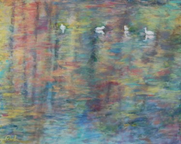 Painting titled "Birds" by Iuliana Barbu, Original Artwork, Oil