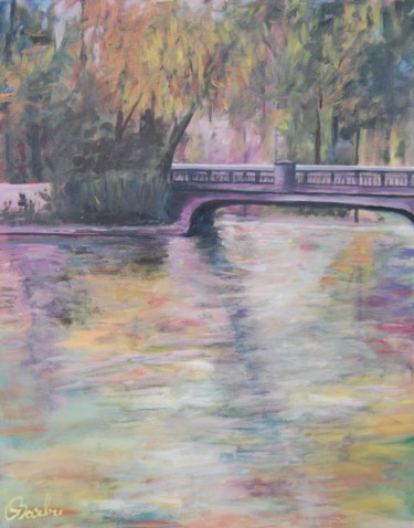 Painting titled "The bridge" by Iuliana Barbu, Original Artwork, Acrylic