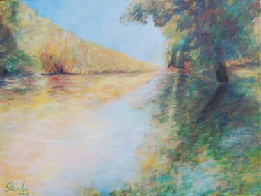 Painting titled "ON THE RIVER" by Iuliana Barbu, Original Artwork, Acrylic