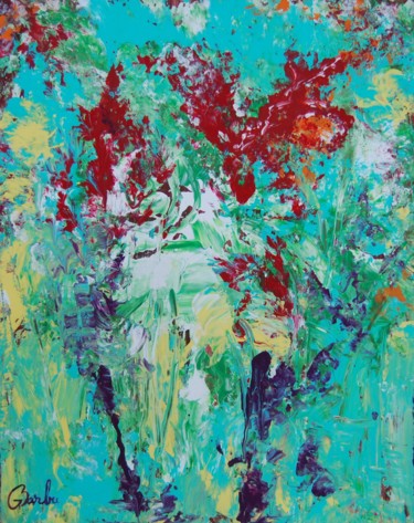 Painting titled "IMAGINARY FLOWERS" by Iuliana Barbu, Original Artwork, Acrylic