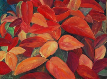 Painting titled "AUTUMN LEAVES" by Iuliana Barbu, Original Artwork, Acrylic