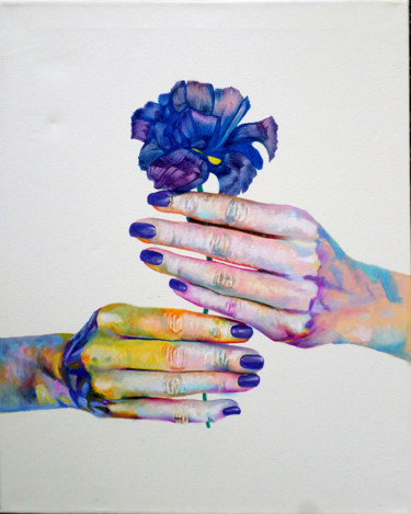 Pittura intitolato "The Coloured Flower…" da Iulian Arsenie, Opera d'arte originale, Olio