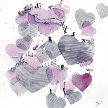Zeichnungen mit dem Titel "Love Story" von Iuliia Andriiets, Original-Kunstwerk, Aquarell