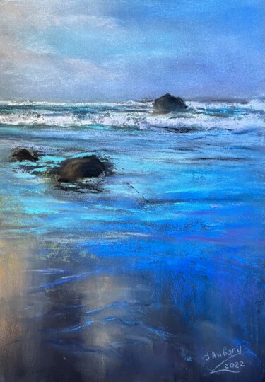 Painting titled "Blue sea" by Iuliia Aubony, Original Artwork, Pastel