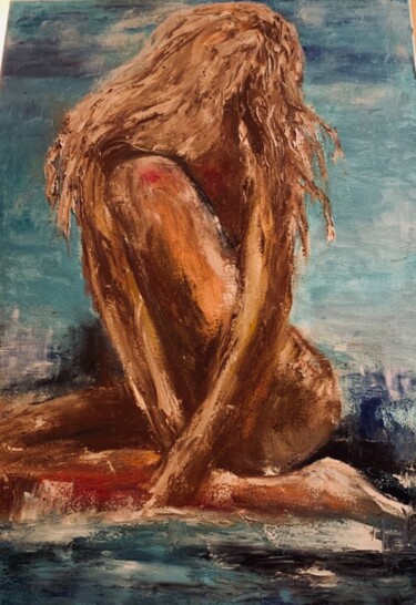 Painting titled "Girl on the Hawaiia…" by Iuliia Bondarets, Original Artwork, Oil