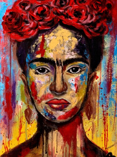 Schilderij getiteld "Frida Kahlo Art Pai…" door Iuliia Bondarets, Origineel Kunstwerk, Acryl