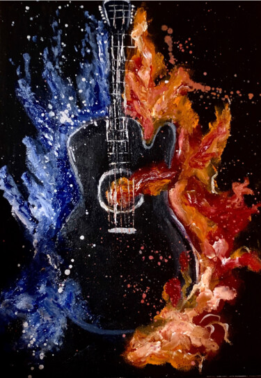 Картина под названием "Guitar" - Iuliia Bondarets, Подлинное произведение искусства, Масло