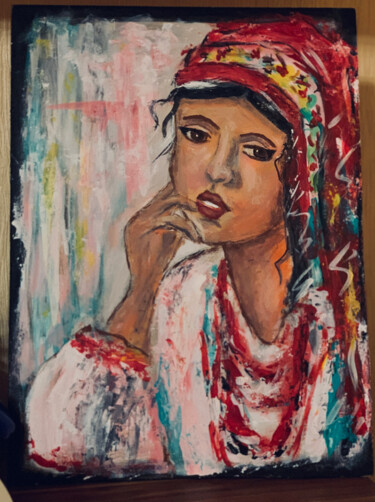 Картина под названием "Ukrainian Girl Pain…" - Iuliia Bondarets, Подлинное произведение искусства, Акрил