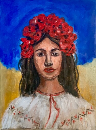 Schilderij getiteld "Ukraine Girl Painti…" door Iuliia Bondarets, Origineel Kunstwerk, Acryl