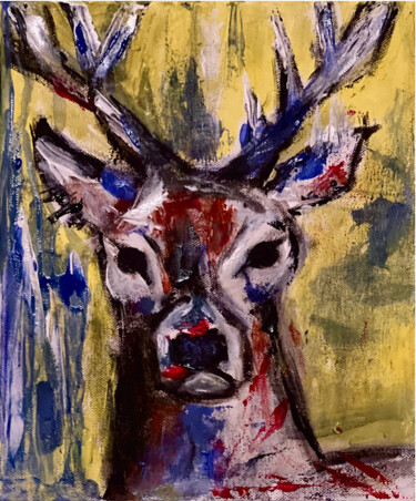 Malerei mit dem Titel "Deer Abstract Paint…" von Iuliia Bondarets, Original-Kunstwerk, Acryl