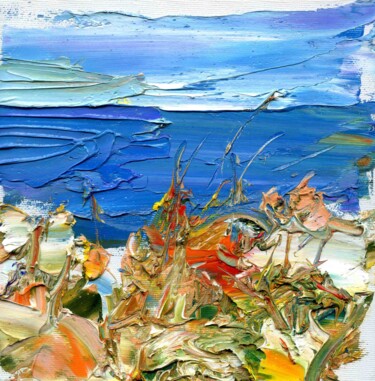 Painting titled "Синее море" by Iuliia Lipchanskaia, Original Artwork, Oil