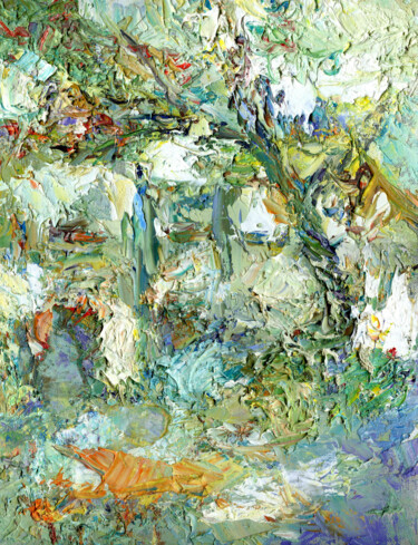 Картина под названием "Дворик" - Юлия Липчанская, Подлинное произведение искусства, Масло