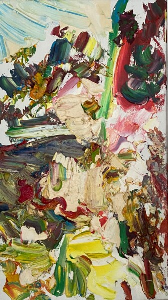 Картина под названием "Мальвы. Лето." - Юлия Липчанская, Подлинное произведение искусства, Масло