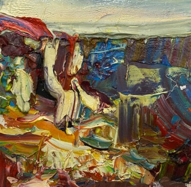 Painting titled "Скалы. Море." by Iuliia Lipchanskaia, Original Artwork, Oil