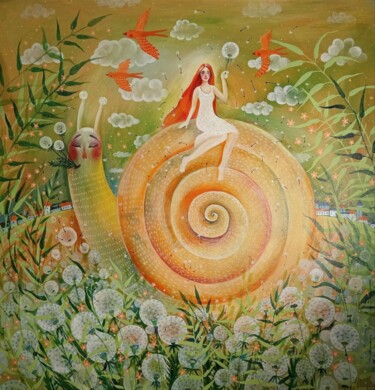 Картина под названием "Лето" - Юлия Поташова, Подлинное произведение искусства, Акрил Установлен на Деревянная рама для носи…