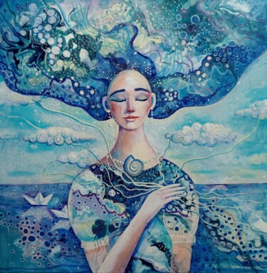 Картина под названием "Вода" - Юлия Поташова, Подлинное произведение искусства, Акрил