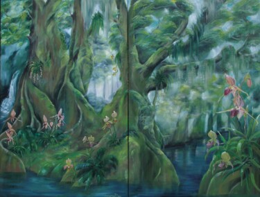 Картина под названием "009 Bornéo 2020" - Iuliia Serpilina, Подлинное произведение искусства, Масло Установлен на Деревянная…