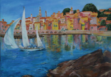 Peinture intitulée "Cannes" par Iuliia Serpilina, Œuvre d'art originale, Huile