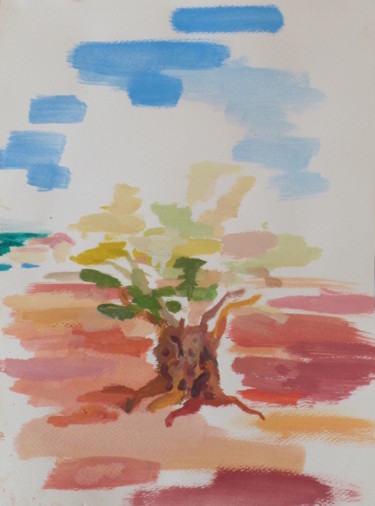 Pittura intitolato "Olive tree" da Iuliia Bavkir, Opera d'arte originale